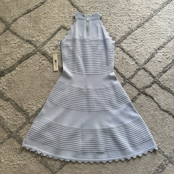 ELIZA J POWDER BLUE SWEATER fit flare DRESS high neck small new - Picture 8 of 9